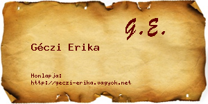 Géczi Erika névjegykártya